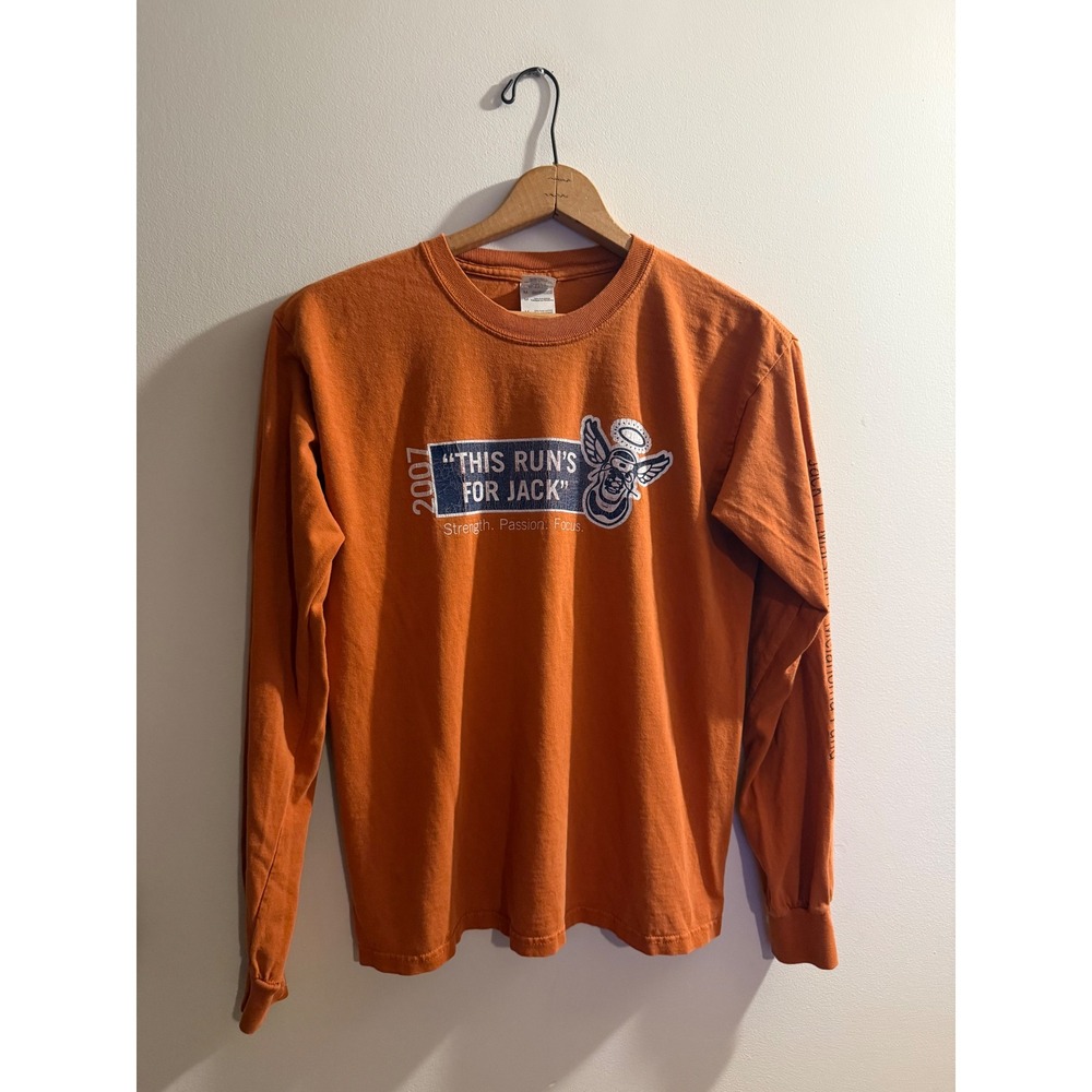 Vintage 2007 Jack's Fund Charity Run Long Sleeve T-Shirt Orange Mens M Gildan
